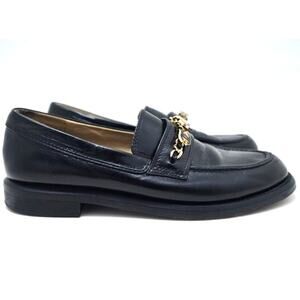 Chanel Penny Loafers Moccasins Charms Black Womens 41C